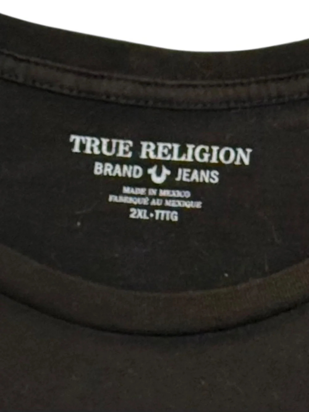 True Religion Black Tee with White Arch Logo 2XL